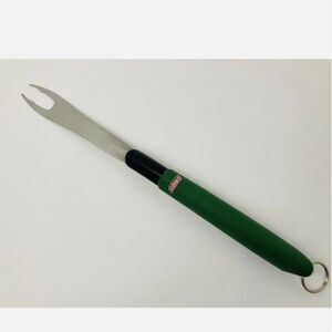 BBQ Grill Tool MEAT FORK Stainless Steel with Green Handle. Classic Coleman